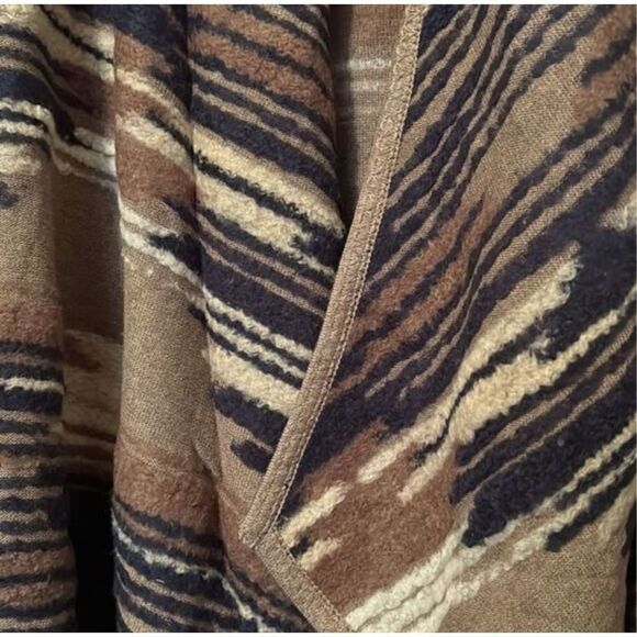 Aztec Southwestern Print Brown Open Front Duster Cardigan Sweater - Picture 4 of 8